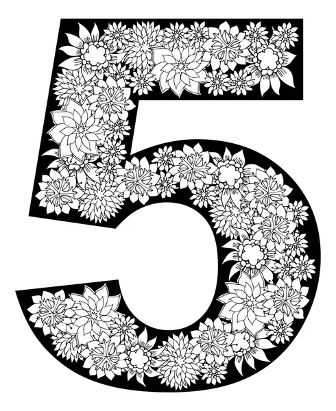 Lettertype Floral nummer 5 — Stockvector