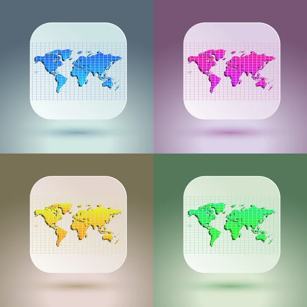 Icônes de carte dans différents schémas de couleurs — Image vectorielle