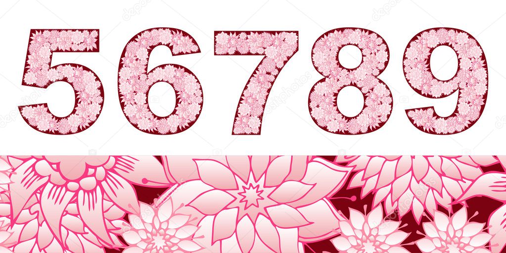 numbers set with floral elements