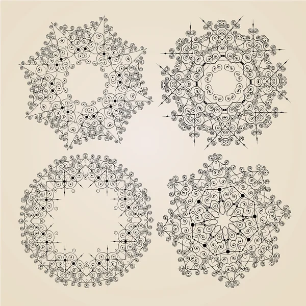 Rosetas ornamentales o copos de nieve — Vector de stock