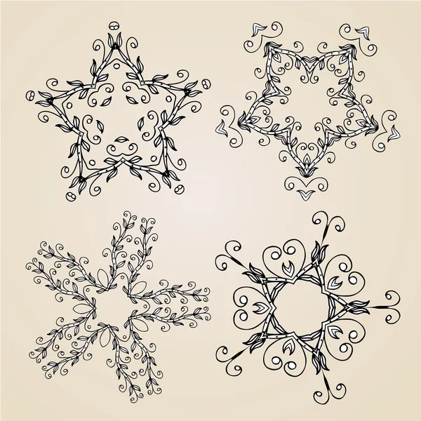Rosetas ornamentais ou flocos de neve — Vetor de Stock