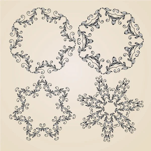 Rosettes ornementales ou flocons de neige — Image vectorielle