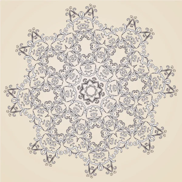Roseta ornamental o copo de nieve — Vector de stock