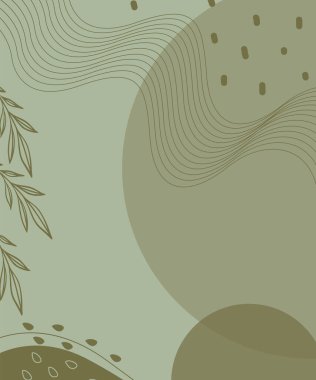 kart arkaplan monokrom yaprak dalgalı çizgi daire şekli düz çizgi film tarzı