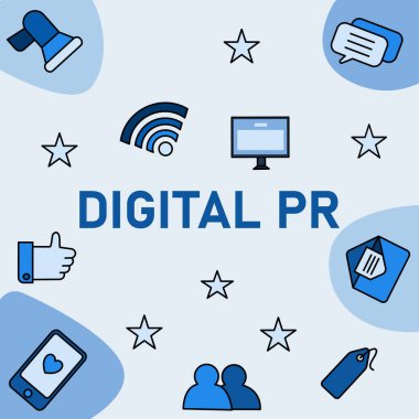 dijital halkla ilişkiler sosyal medyayı iletişim aracı olarak kullanıyor telefon mavisi illüstrasyon