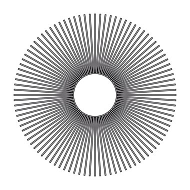 radyal güneş patlaması deseni siyah çizgileri birleştiriyor optik illüzyon yaratıyor ve görüş ayarlama optalmolojisi için kullanılan odak testi grafiği