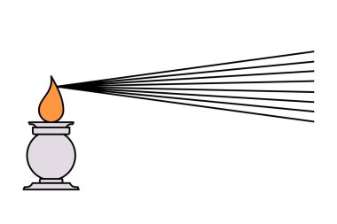 Yanan mumun ışık kaynağı gibi davrandığını gösteren bilimsel bir örnek. Işığın düz çizgilerle dışa doğru dağılmış çoklu ışınlar.