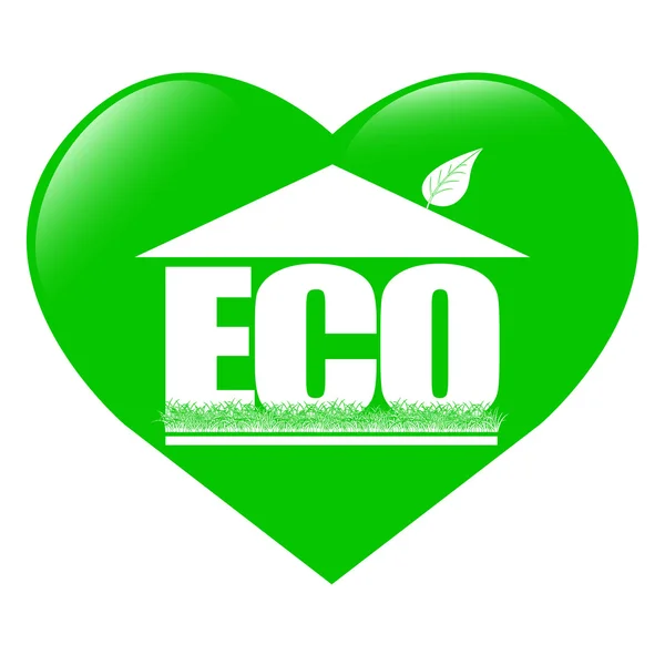 La eco-casa orgánica en el corazón — Archivo Imágenes Vectoriales