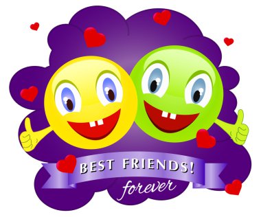 En yakın arkadaşlarım gülümseyen yüzler. Vektör tasarımı. Kavramı