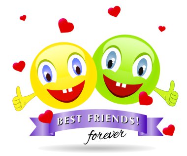 En yakın arkadaşlarım gülümseyen yüzler. Vektör tasarımı. Kavramı