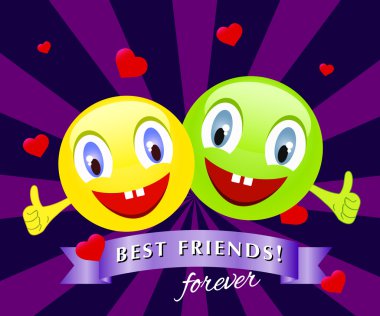 En yakın arkadaşlarım gülümseyen yüzler. Vektör tasarımı. Kavramı