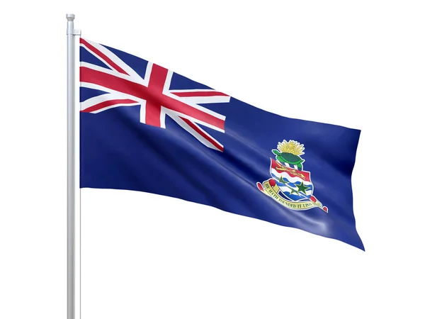 Cayman Adaları Ngiliz Denizaşırı Toprakları Beyaz Arka Planda Dalgalanan Bayrak — Stok fotoğraf