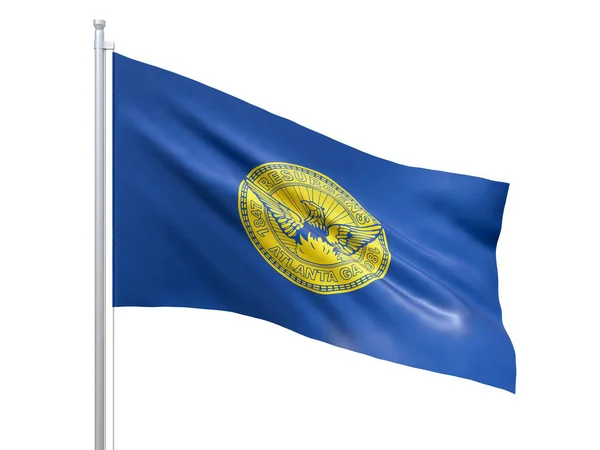 Atlanta (city in Georgia state) flag waving on white background, close up, isolated. 3D render