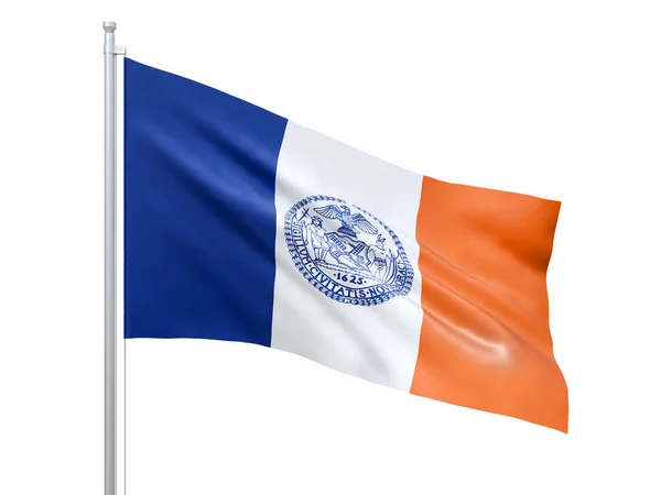 New York City New York State Flag Waving White Background — Stock Photo, Image