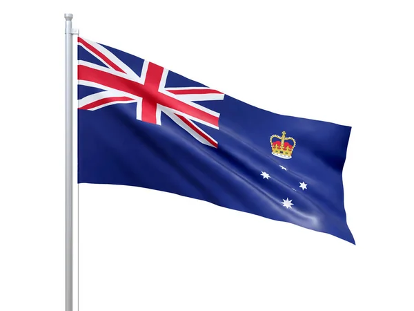 Victoria Avustralya Eyaleti Beyaz Arka Planda Dalgalanan Bayrak Yakın Çekim — Stok fotoğraf