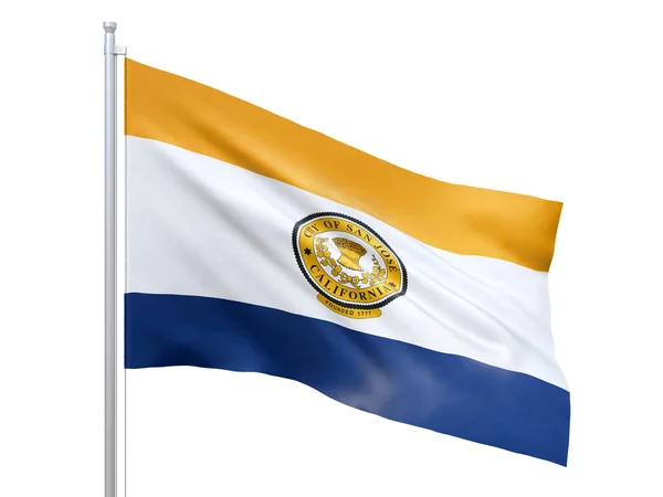 San Jose Cidade Estado Califórnia Bandeira Acenando Sobre Fundo Branco — Fotografia de Stock