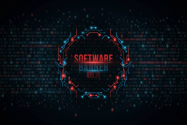 Software Programmazione Codice Binario Banner Del Circuito Del Computer Cyber — Vettoriale Stock