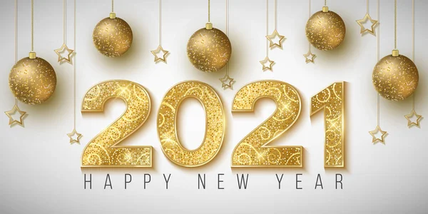 Números Oro Brillante 2021 Para Feliz Año Nuevo Sobre Fondo — Archivo Imágenes Vectoriales