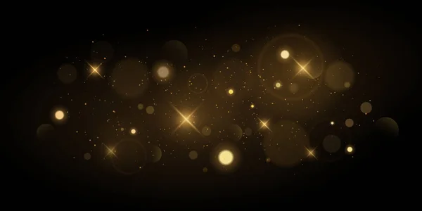 抽象灯亮在黑色背景上 火焰或圣诞焰火发出的光芒 闪烁的星星和模糊的运动点 矢量图解 Eps — 图库矢量图片