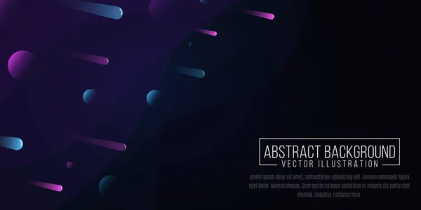 Fondo minimalista abstracto con la caída de meteoritos multicolores en el espacio sobre un fondo oscuro de ondas. Coloridas formas fluidas. Ilustración vectorial — Vector de stock