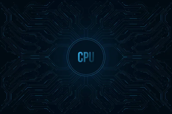 大数据Cpu背景 明亮的蓝色计算机电路板图案 是的科幻小说和高科技设计 触摸屏面板 矢量图解 Eps — 图库矢量图片