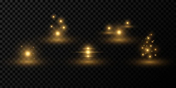 Abstrakte Lichteffekte Auf Dunklem Transparentem Hintergrund Funkelnde Magische Kugeln Mit — Stockvektor