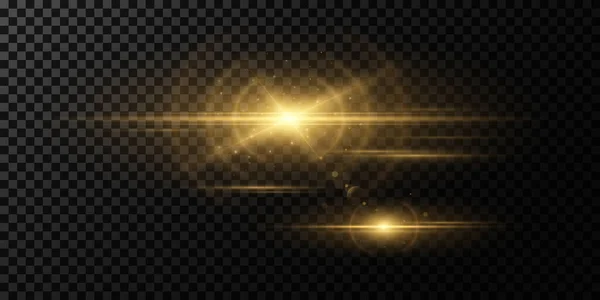 Abstraktní Efekt Zlatého Světla Tmavém Průhledném Pozadí Vektorové Záběry Pro — Stockový vektor