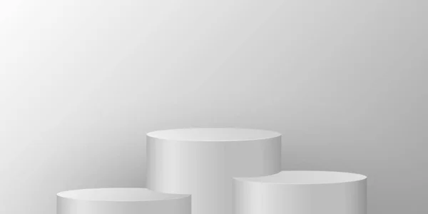 ライトの背景にシンプルな丸い台座 当社の製品を表示するための円筒形の表彰台 3Dステージ ベクトルイラスト Eps — ストックベクタ