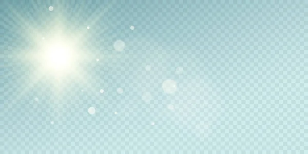 Sunburst Effekt Isoliert Auf Blauem Transparentem Hintergrund Klare Sonnenstrahlen Mit — Stockvektor