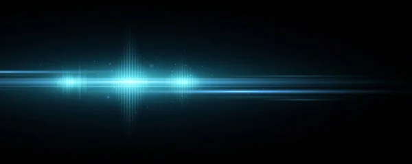 Gelecekçi Mavi Işık Efekti Siyah Arkaplanda Izole Edilmiş Optik Işaret — Stok Vektör