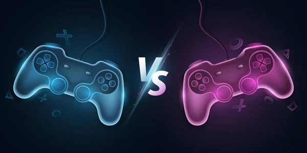 Premium Vector  Future neon gamepad for video games joystick with light  effect for game console vector illustration