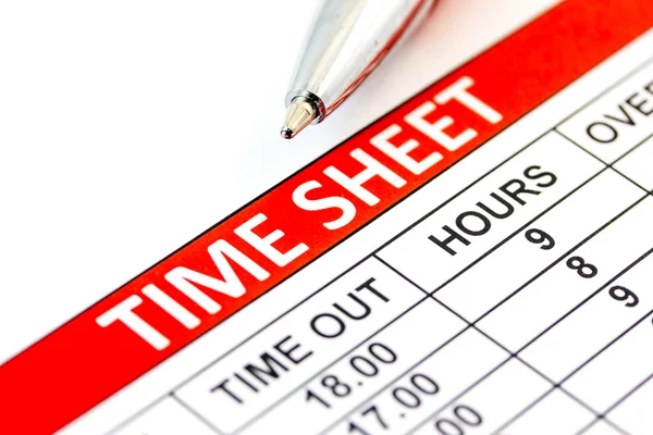 Compiled Time sheet with a pen — Stock Photo, Image