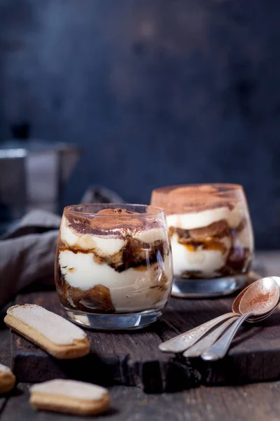 Tiramisu Mascarpone Cocoa Espresso Sponge Fingers — Stock Photo, Image