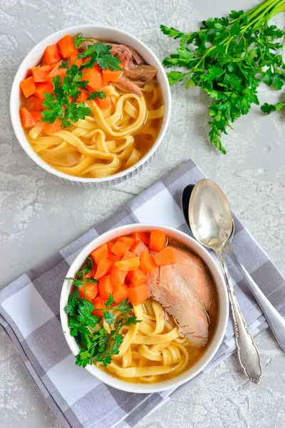 Caldo Con Fideos Pavo — Foto de Stock