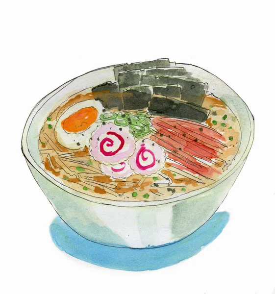 Ramen Con Huevo Ilustración — Foto de Stock