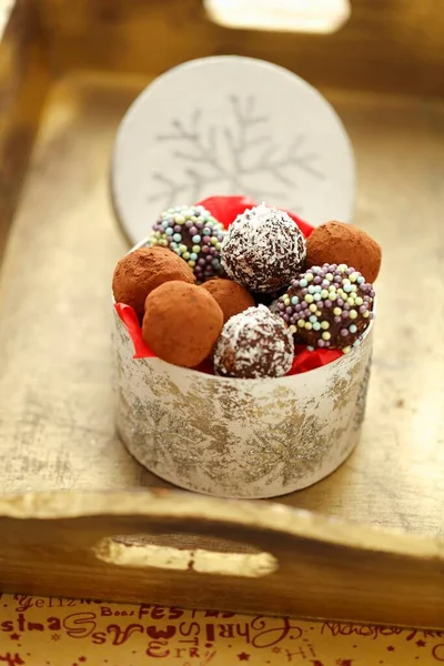 Trufas Chocolate Caseras Para Navidad — Foto de Stock