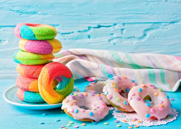 Rainbow Donuts Icing — Foto Stock