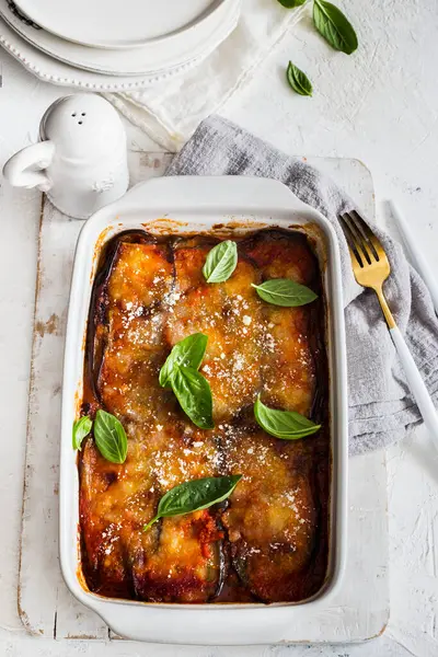 Close Shot Delicious Eggplant Parmigiana Italy — Stock Photo, Image