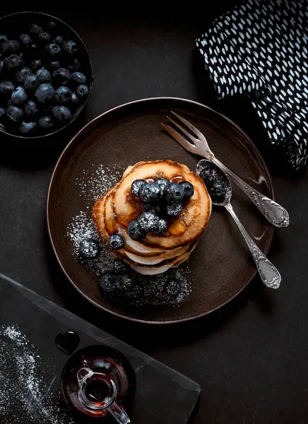 Pancakes Yogurt Blueberries — Stock Photo, Image
