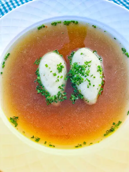 Semolina Dumpling Soup Chives — 图库照片