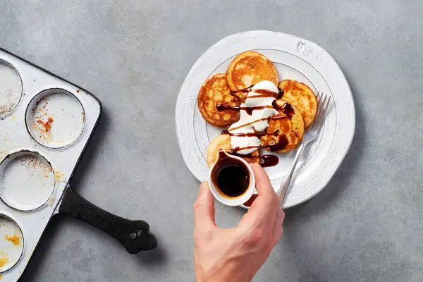 Buckwheat Blinis Petimezi Grape Syrup — Stock Photo, Image