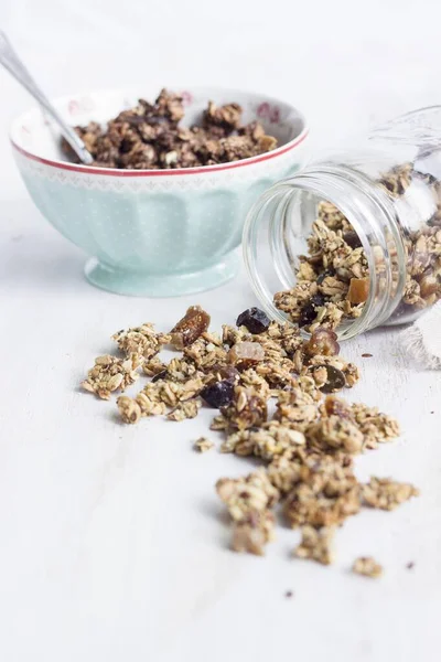 Hausgemachtes Gesundes Müsli Mit Datteln Und Kürbiskernen Zuckerfrei Vegan — Stockfoto