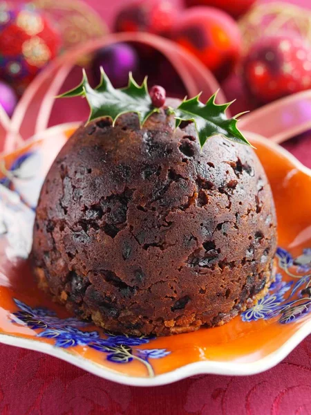 Primer Plano Delicioso Glace Fruit Christmas Pudding — Foto de Stock