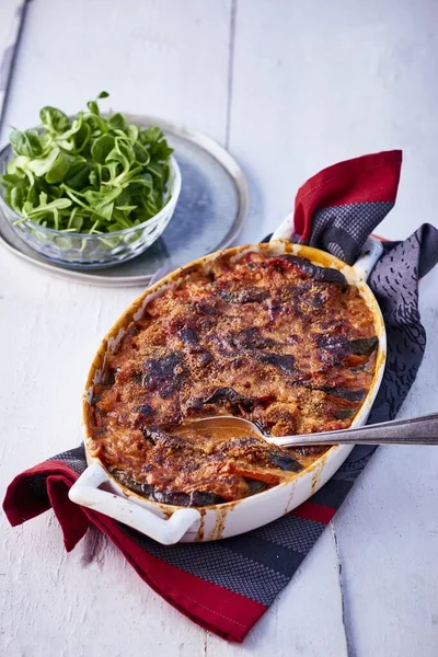 Vegetable Gratin Lamb Lettuce — Stock Photo, Image