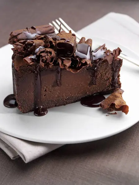 Slice Chocolate Cheesecake — ストック写真