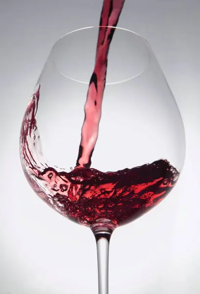 Close Shot Pouring Red Wine Glass — Stock Photo, Image