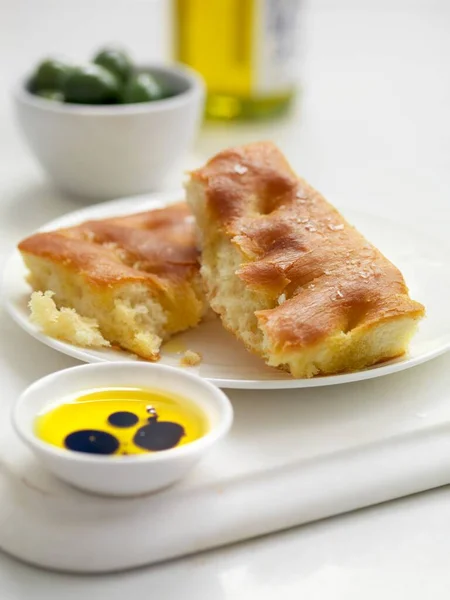 Focaccia Mit Olivenöl Und Balsamico — Stockfoto