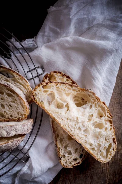 Close Deliciosas Fatias Pão Sourdough — Fotografia de Stock