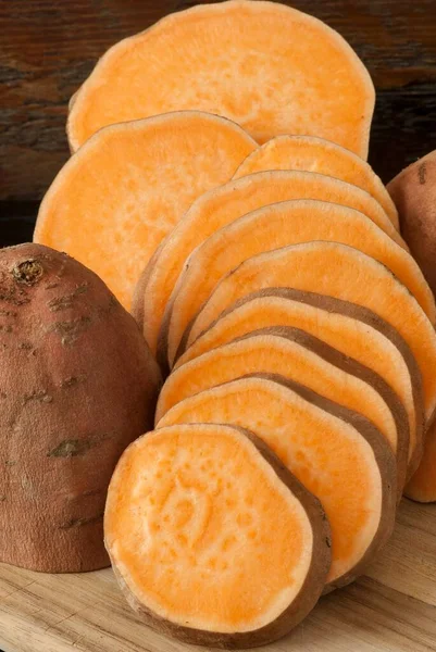 Sliced Raw Sweet Potatoes — Stock Photo, Image