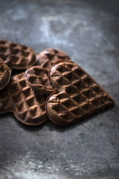 Waffles Chocolate Vegan Superfície Escura — Fotografia de Stock